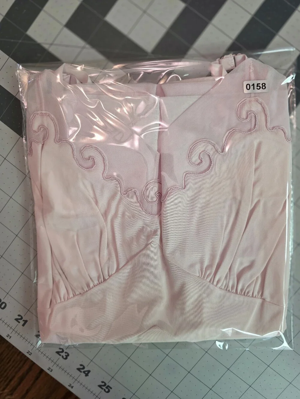 Vintage 1950s Baby Pink Embroidered Slip Dress Knee Length Mid-Century Medium - Picture 13 of 13